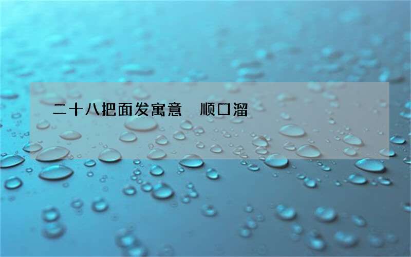 二十八把面发寓意 顺口溜